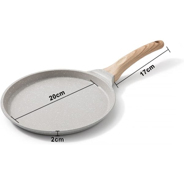 Non-Stick Crepe Pan, Gjuten Aluminium Pannkakspanna 20 cm, Induktionskompatibel - Vit