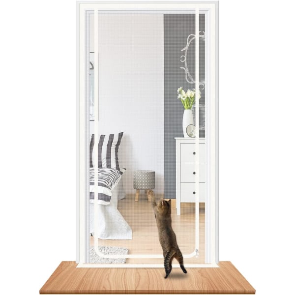 Dörr passar dörrstorlek 100 cm x 210 cm, förstärkt husdjurssäkert dörrskärm, dubbel dragkedja Dörrnät