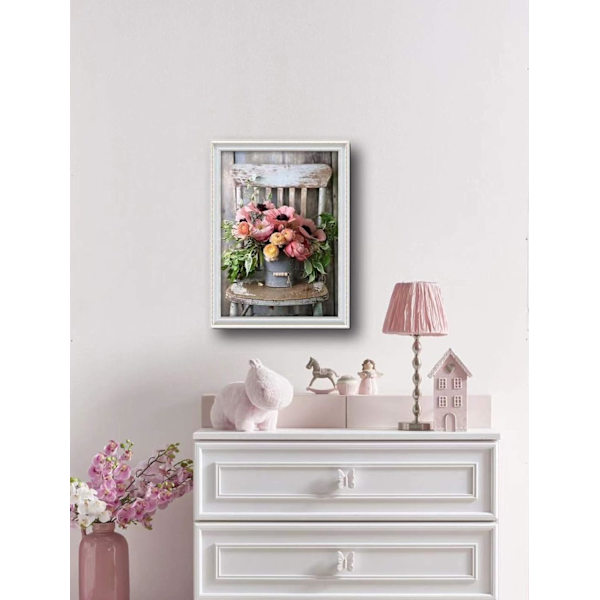 Diamantmålningssats för vuxna, diamantkonstsats för vuxna, diamant full diamant rund kristallkonstmålningssats, blommor 16x12 tum