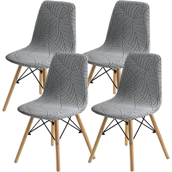 Matstolsöverdrag Set med 4, Stil Skalmatsalsstol Mid Century Modern Stolsöverdrag, Stoppad matsalsöverdrag i accent, Ljusgrå light gray