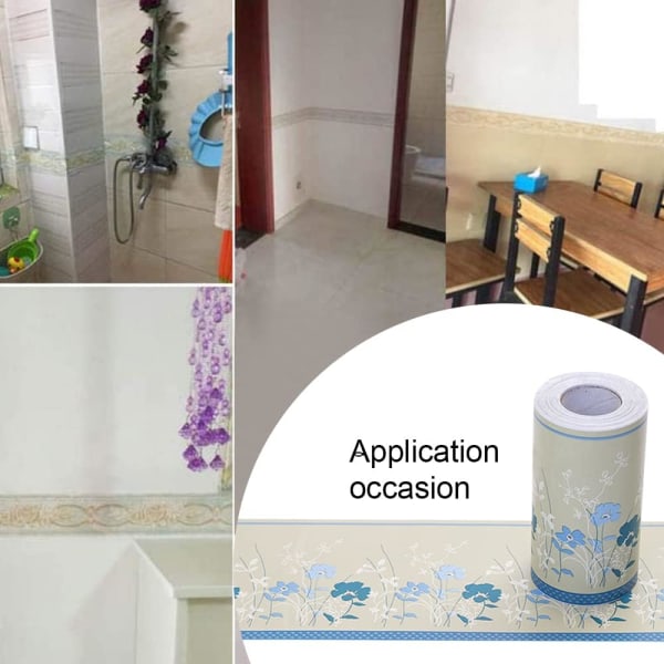 Border Tapet PVC och Plast Dekor Border Sticker Självhäftande väggkant för badrumskök