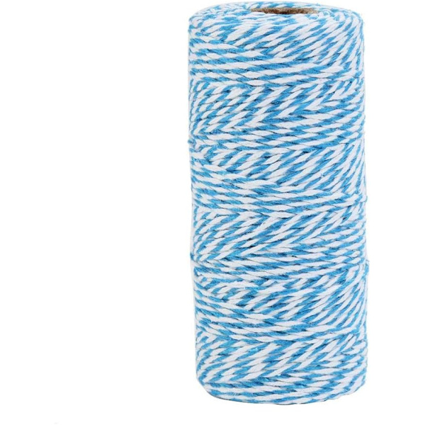 2 mm dubbelfärgad bomullsrep DIY flätat hamparep bakgåva förpackning (blå) Blue