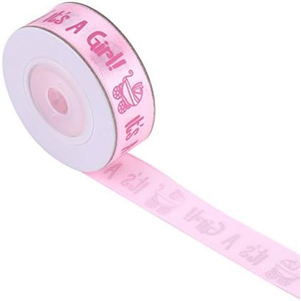 10 meter/rulle IT är en POJKE/Flicka Blå Rosa Band Satinrullar för Babyshower Dopfest Present (Rosa) pink