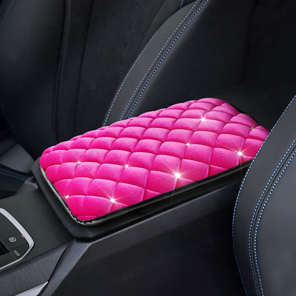 Bling Diamond Bil Armstödsöverdrag, Bling Diamond Bil Center Console Mat, Bilinredningsskydd Tillbehör, Universal Lastbil SUV, Rosa pink
