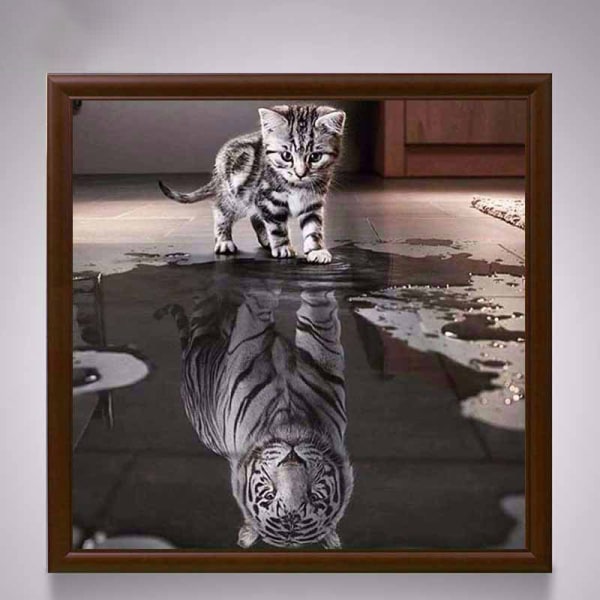 Diamond painting / DIY 5D Diamond painting - 30x30cm - Katt / Tiger