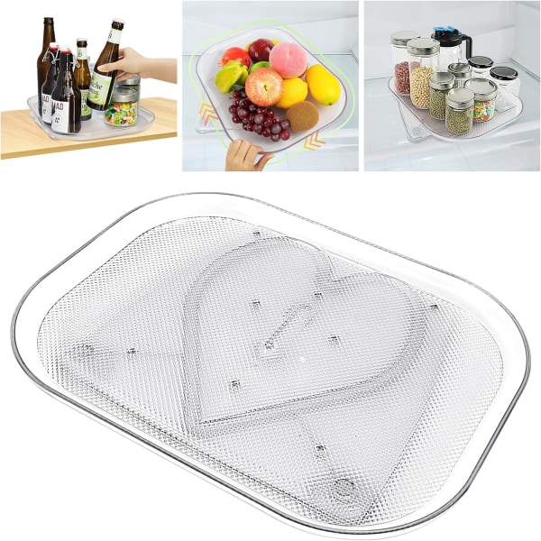 Lazy Susan Turntable Organizer för kylskåp, fyrkantig genomskinlig Lazy Susan Organizer förvaring (15,67'' x 11,73'' x 1,26'')