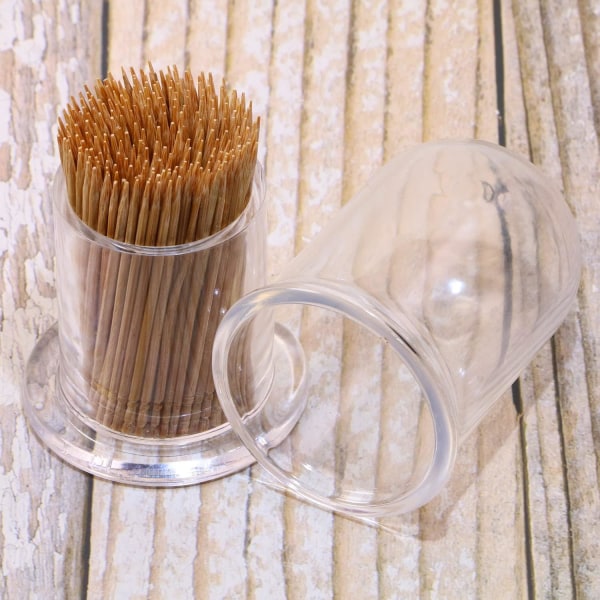 2st akryl klar tandpetare Hållare elegant rengöring för hem kök badrumsbehållare (cylindriska)