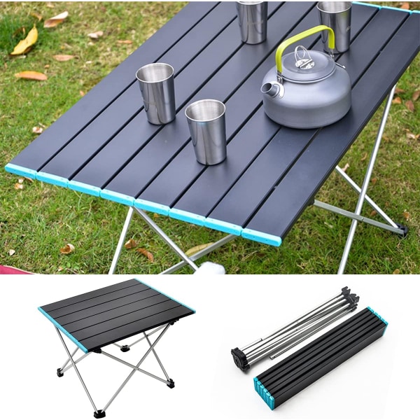 Fällbart campingbord, aluminiumlegering Bärbart hopfällt strandbord Picknickbord Utomhus dryckeshållare med bärväska