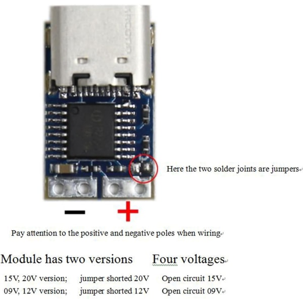Triggermodul 5 st USB-C PDC004 PD 12V DC Fast spänning Power Triggermodul 5A Typ-C Honingång