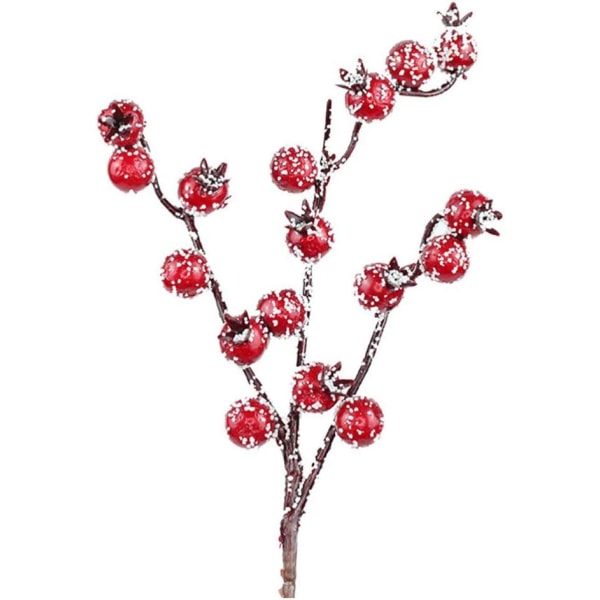 10-pack konstgjorda bärstjälkar Snöfrostade falska bärgrenpinnar Holly Berry Blomsterarrangemang Julgransdekoration Thanksgiving