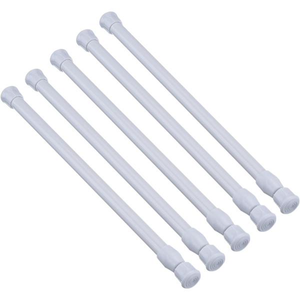 5-pack gardinstänger spänningsstänger fjädergardinstång för DIY-projekt, utdragbar bredd (9,84 till 15,75 tum, vit) White