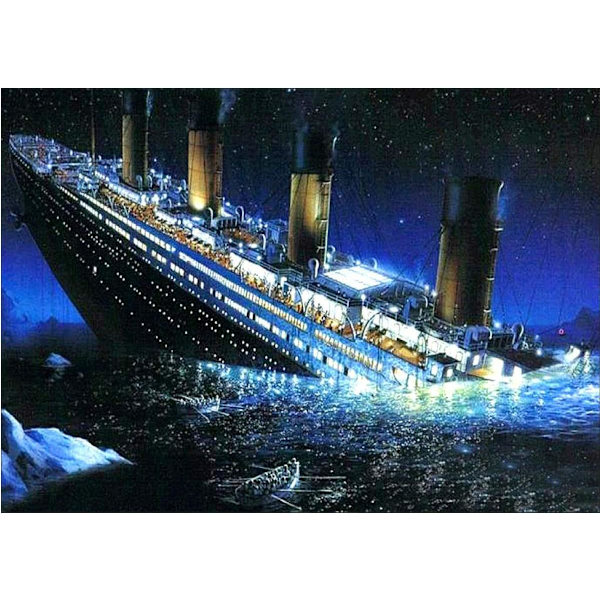 DIY 5D Diamantmålningssatser Komplett Rund Borr Diamantmålningssatser, för Väggdekor Titanic, 30x40cm