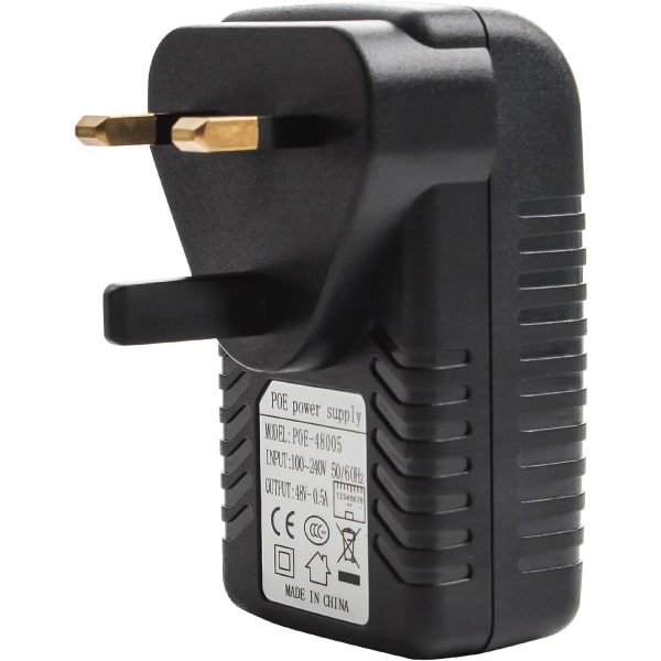 48V 0,5A POE-injektoradapter Power UK Väggkontakt Power over Ethernet för 48V POE-enhet