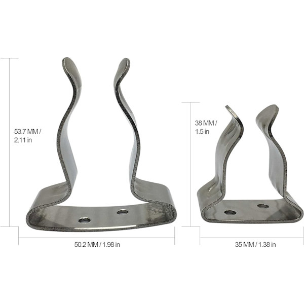Fjäderklämma krok fjäderklämma verktygshållare - Marint rostfritt stål för båtkrokar, båtspön, harpuner, fiskespön, rör - 2-pack (stor)