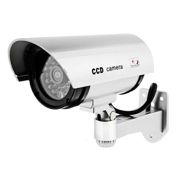 Falsk övervakningskamera med LED-belysning silver