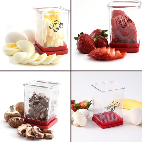 Frukt- och grönsaksskärare, med tryckplatta, skadefri design