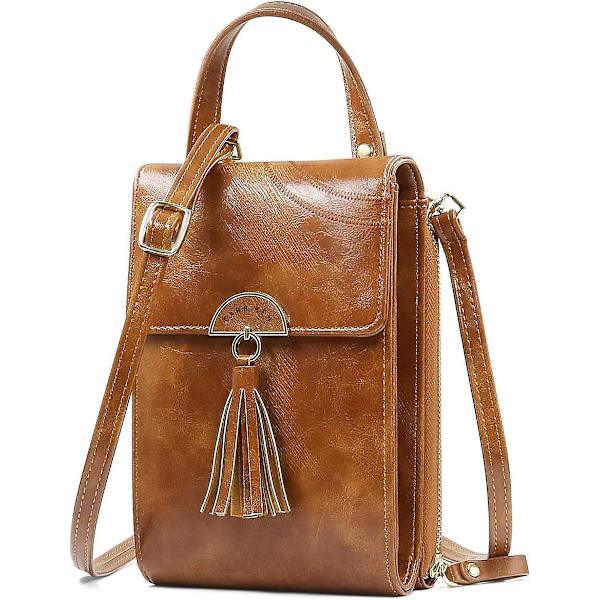 Dam PU-läder plånbok Mini justerbar axelväska crossbody väska Brown