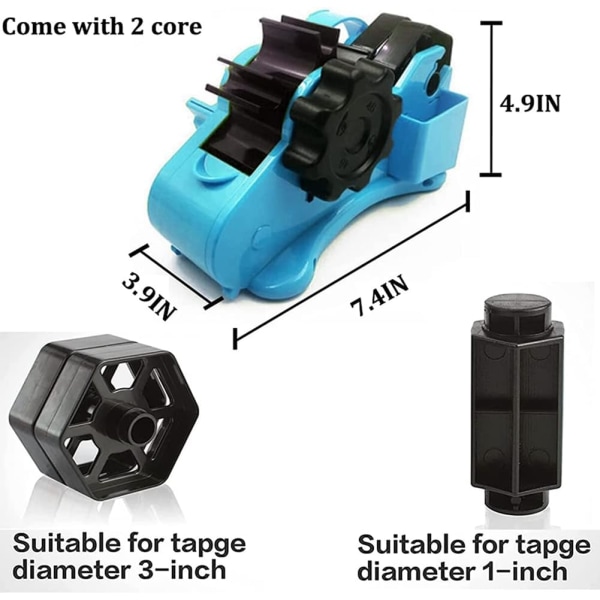 Multiple Cut Heat Tape Dispenser Sublimation, Tape Dispenser med 1 tum och 3 tum Core Blue