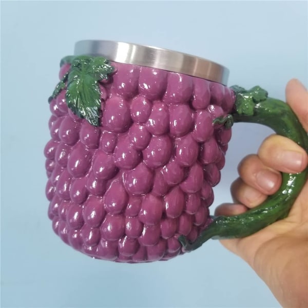 Frukt- och grönsaksmugg i rostfritt stål, tekopp för barnfest, druvmugg - 450 ml color 2