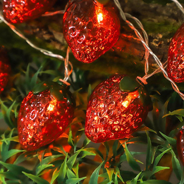 LED Fruit String Lights 9.8ft 20LEDs Fruit Fairy Lights Batteridrivna Strawberry Lamp String Lights