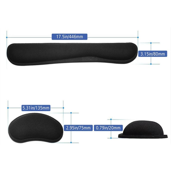 Handledsstöd för tangentbord, handledsstöd för kontorskomfort, lätt smärtlindring, svart
