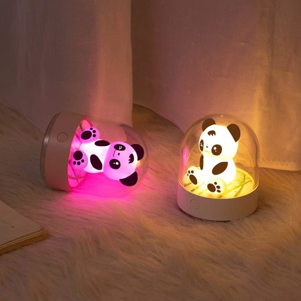 Uppladdningsbar led nattlampa, söt Panda färgglad doftlampa, USB laddningsnattlampa för barnrum, sovrum, dekoration av vardagsrum (rosa)