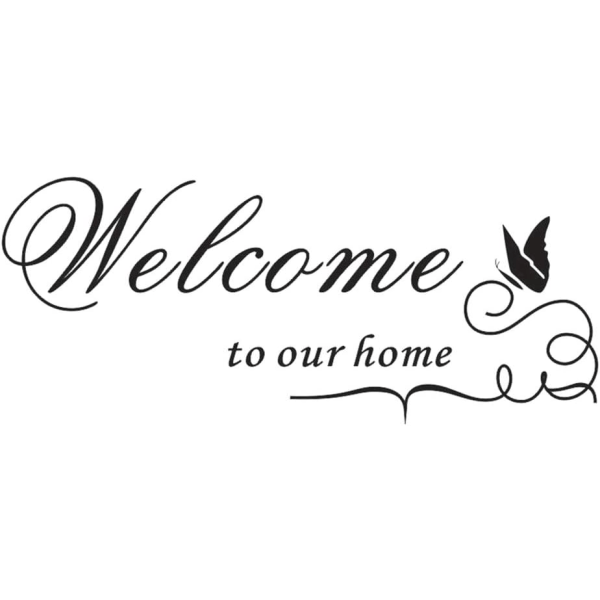 Välkommen till vårt hem, väggdekalklistermärke, avtagbar DIY-konsttapet Heminredning för vardagsrum Matsal Mötesrum