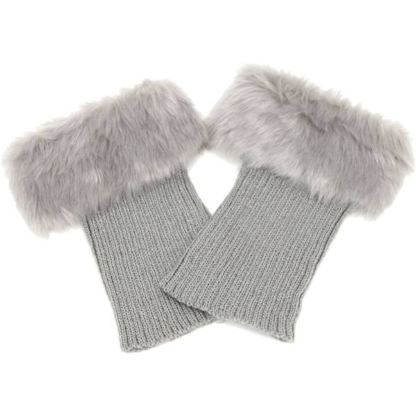 Dam vinter varma konstgjorda päls virkade stövlar strumpor korta (ljusgrå) 1 par Light grey