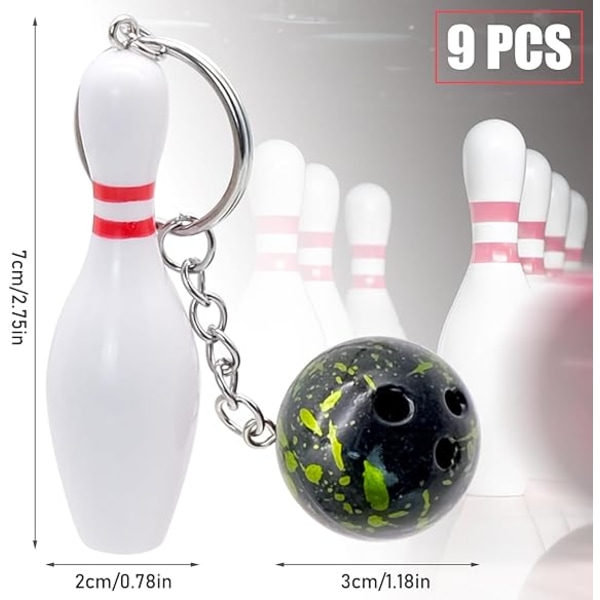 BLLREMIPSUR 9 delar Bowling Ball Nyckelringar, Färg Bowling Ball Hänge Mini Bowling Ball Nyckelring Bowling Ball Hängande Nyckelring