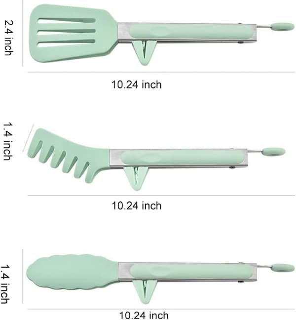 Silikontänger för matlagning, 4-pack 11-tums matlagningstänger, non-stick rostfria ståltänger med silikonspetsar (grön)