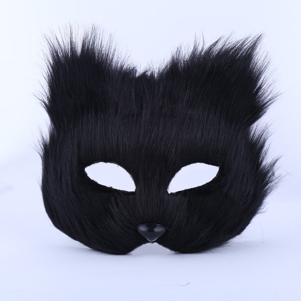 Artificiell Fox Face Cover Mask Halloween Fox Mask Cosplay Kostym Halvt ansikte Animal Furry Party Julfest Vit