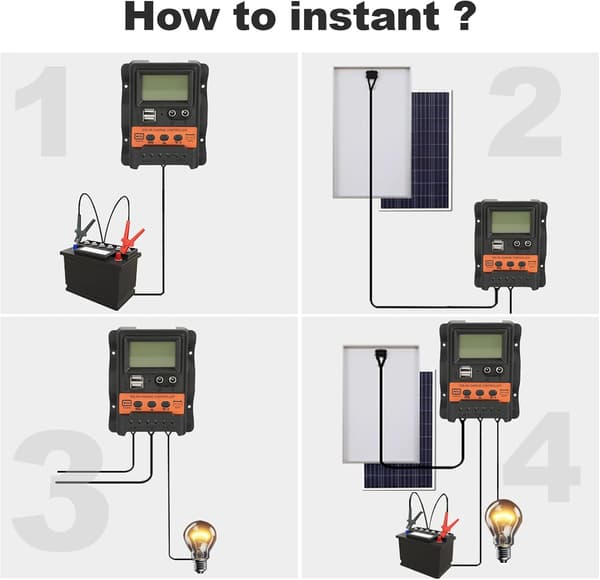 Solcellsregulator, Solpanelregulator PWM Solcellsladdningsregulator 12V 24V 30A 5V Utmatning Solpanel