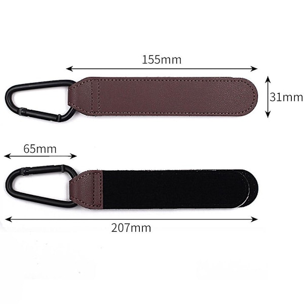 Läderlook Barnvagnskrokar - Bruna Barnvagnskrokar Väska Krokar - Universal Barnvagnskrokar - 2-Pack