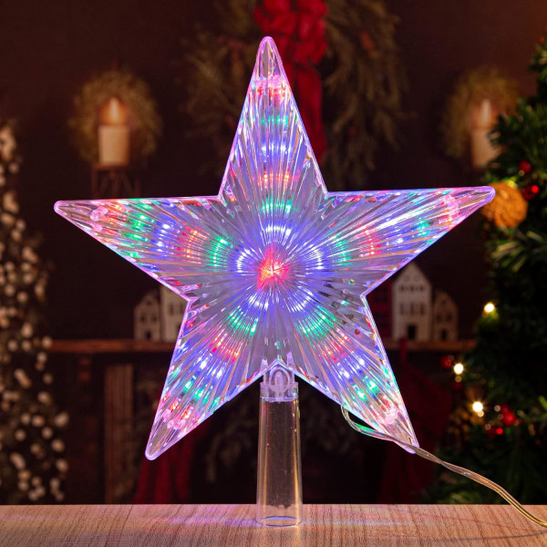 Christmas Tree Topper Star, 8,7 tum, skiftande ljus med ljus Xmas Tree Heminredning