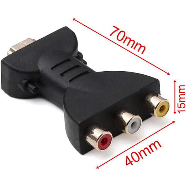 HDMI till RCA-adapter, HDMI-hane till 3 RCA-hona-omvandlare, HDMI till AV-adapter, ljud- och videoadapteromvandlare för TV, HDTV, DVD