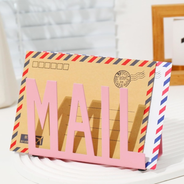 6 tums postställ, organizer Svart metall brevsorterare Organizer för postbrevfilhållare med brevöppnare (rosa) pink
