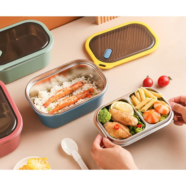 Rostfri Bento-låda, bärbar lunchlåda för vuxna rostfria fackförseglade matförvaringsbehållare