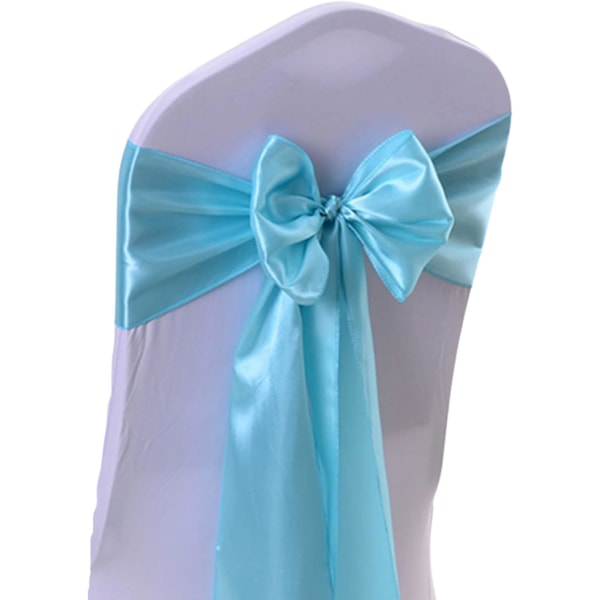 6st satinstolsbälten Ribbon Bow Stol ryggremmar för bröllopsdekorationer (ljusblå) Light blue