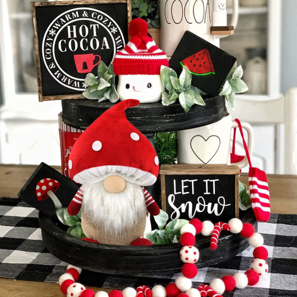 Svampar Jultomte Figurer Juldekorationer Tillbehör(röd)