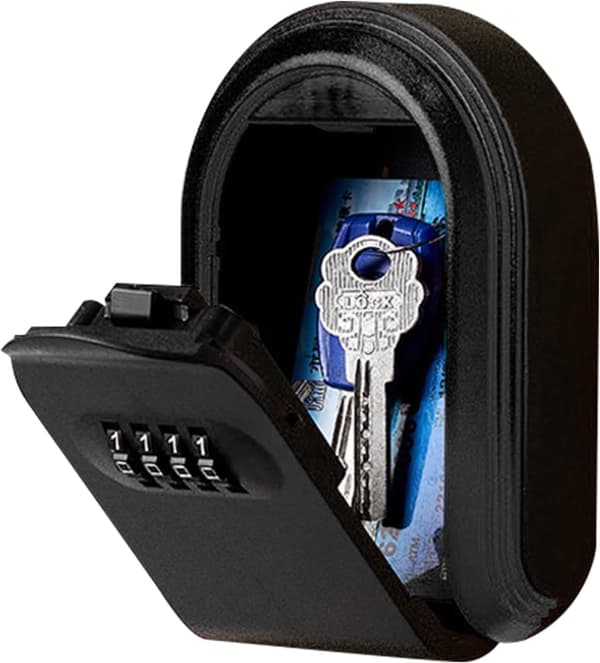 Säkerhetsnyckelbox, säkerhetskombinationsnyckel, 4-siffrig nyckelbox, robust husnyckellåda, robust säkerhetskombinationsnyckelgömma, svart black