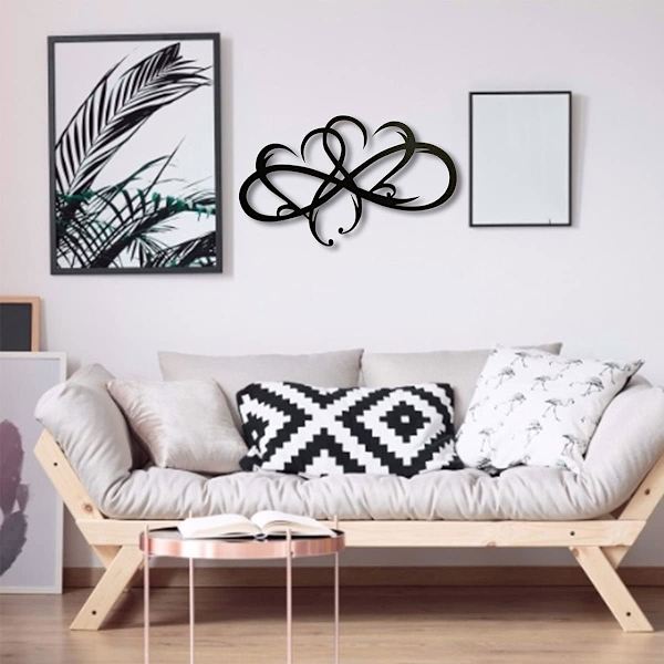 Infinity Heart Metallväggdekor, Infinity Heart Väggdekor Kärleksskylt Plack Stålkonst Väggdekor, 15×9in