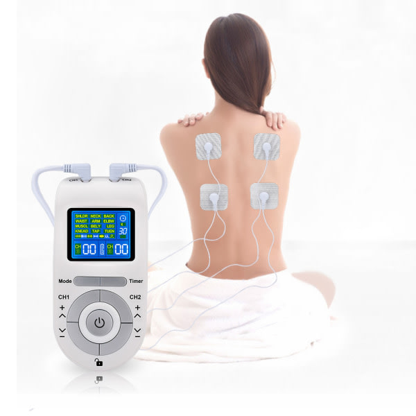 TENS EMS Massageapparat muskelstimulator för smärtlindring 1 vit