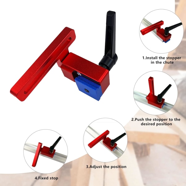 2PCS Miter Track Stop 30 Typ Träbearbetning Begränsare Aluminiumlegering T-Track Träbearbetning Begränsare Miter
