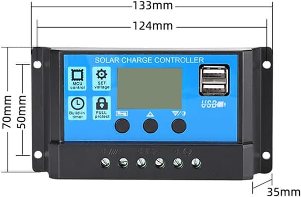 30A solcellsladdningsregulator, 12V/24V solpanel laddningsregulator, timerinställning PWM automatisk parameter