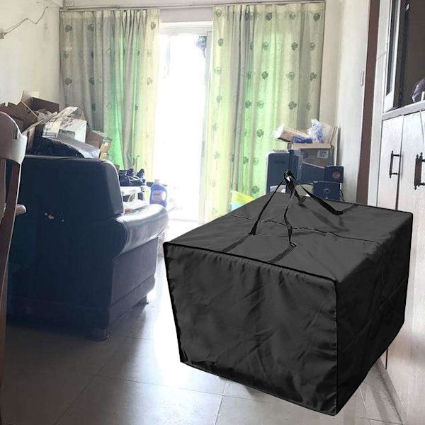 Stor väska för förvaring av trädgårdskuddar, vattentätt skyddande överdrag för utemöbler, 81 x 81 x 61 cm (svart) black