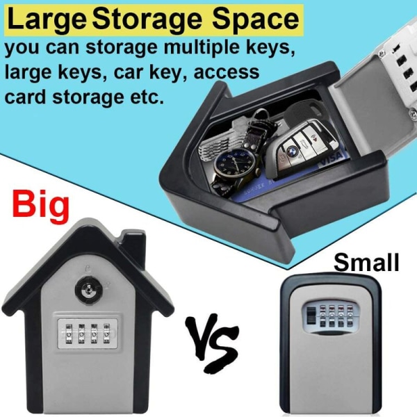 Väggmonterat nyckelskåp med digital kombination och nödnyckel, stort nyckelskåp i XL storlek för hem, kontor, fabrik, garage