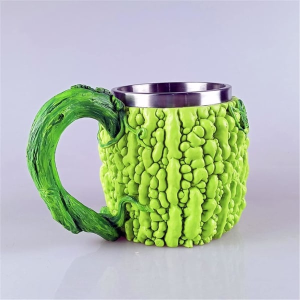 Frukt- och grönsaksmugg i rostfritt stål, tekopp för barnfest, bittergurkamugg - 450 ml color 3