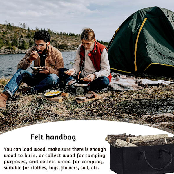 Utomhus bärbar vedförvarings transportväska förvaringskorg (Mörkgrå) 1 st Dark Grey