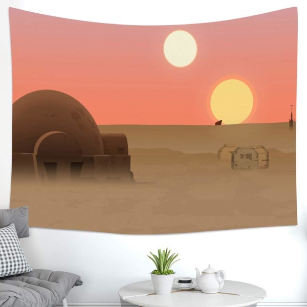 Suns Planet Gobeläng, 80x60 tum, Öken Globus Tatooine Väggbonad Gobelänger för Vardagsrum Sovrum Heminredning