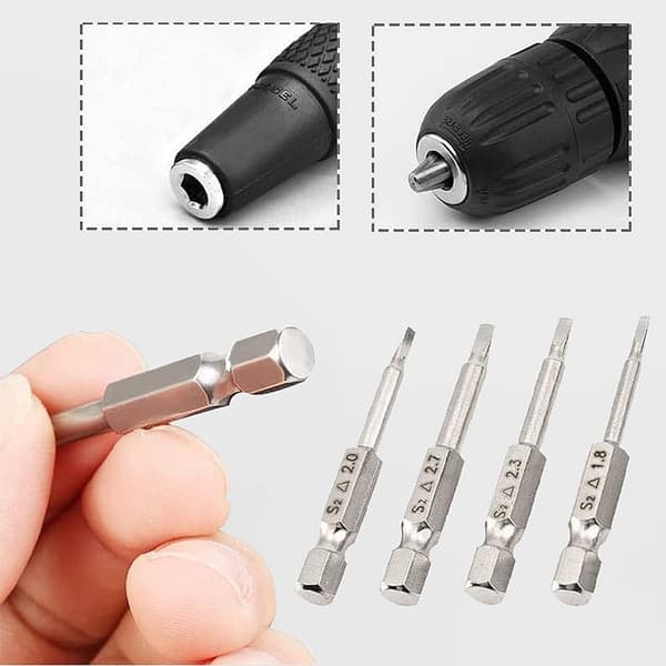 5 st magnetiska triangulära skruvmejselbits 1/4\" sexkantskaft säkerhetsbitsats 1. 8, 2. 0, 2. 3, 2. 7, 3. 0mm